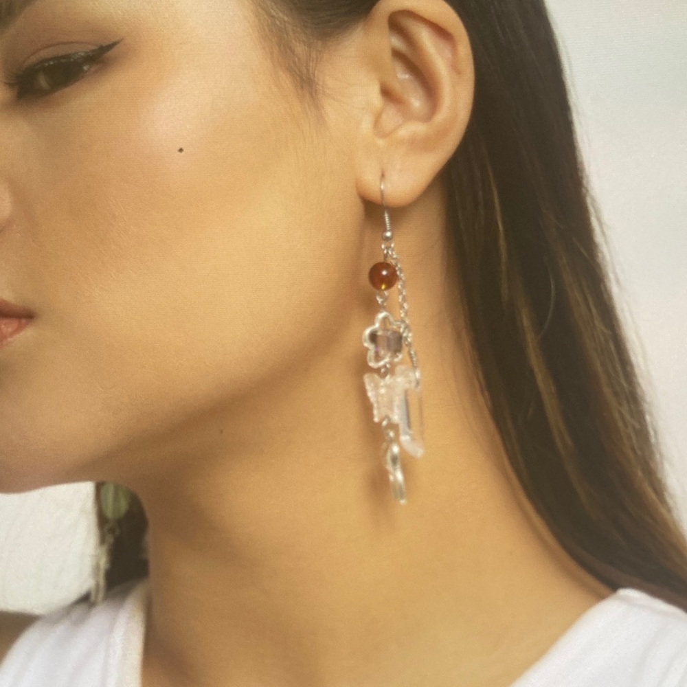 Chic Silver and Brown Drop Earrings